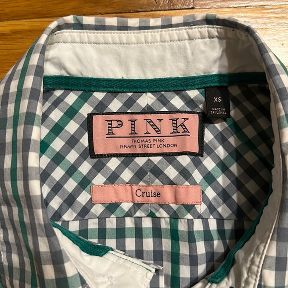 Thomas Pink - Casual Button Down Shirt - Size XS - Green / Gray Gingham - Picture 3 of 13